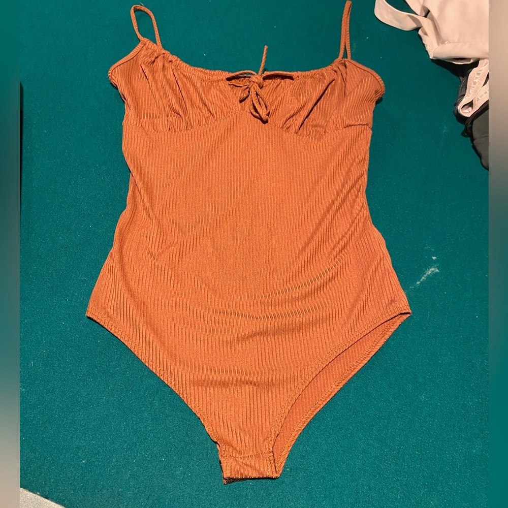 Brown Ribbed Bodysuit